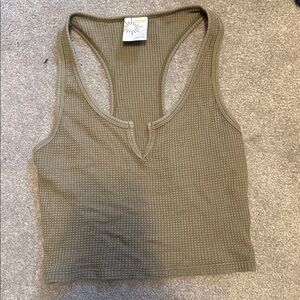 Aerie Olive Green Ribbed Tank Top
